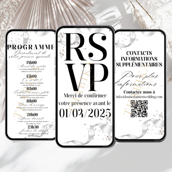 : Invitations digitales personnalisées pour mariage dans le Val-d'Oise (95), Paris, et Oise (60). Design élégant et service rapide pour célébrer vos événements avec style.