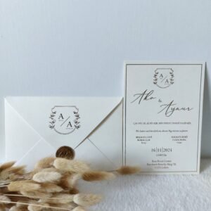 Faire-part mariage monogramme blanc Val d'Oise (95), Oise (60) et Paris : une annonce chic et classique. Invitation mariage personnalisée, livraison rapide en Île-de-France.