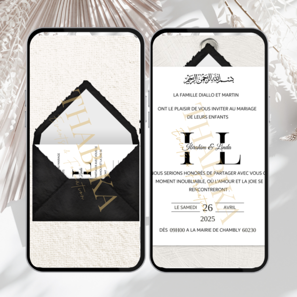 Invitation digitale de mariage personnalisée – Élégante et moderne